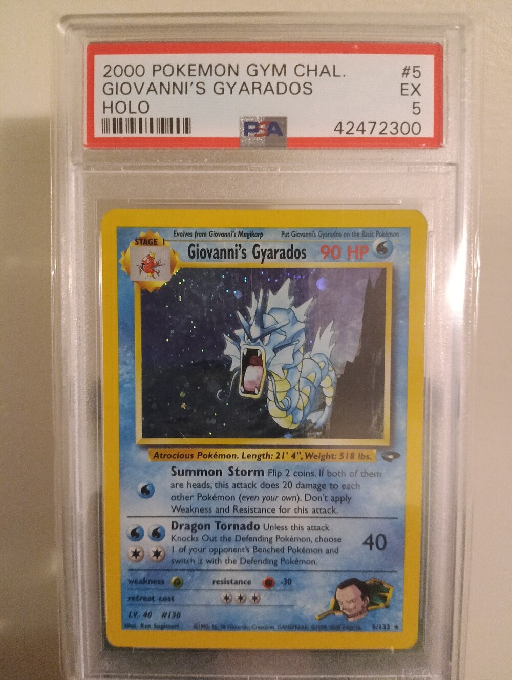 2000 POKEMON GYM CHAL. #5 GIOVANNI'S GYARADOS HOLO PSA 5